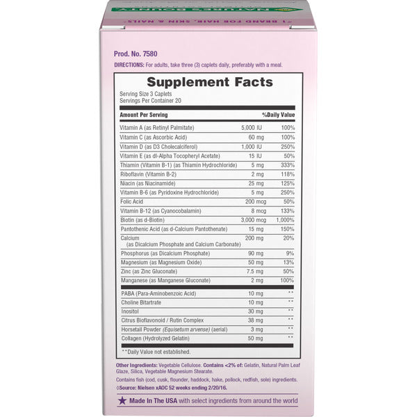 Nature's Bounty Hair, Skin & Nails, 3,000 mcg, Coated Caplets