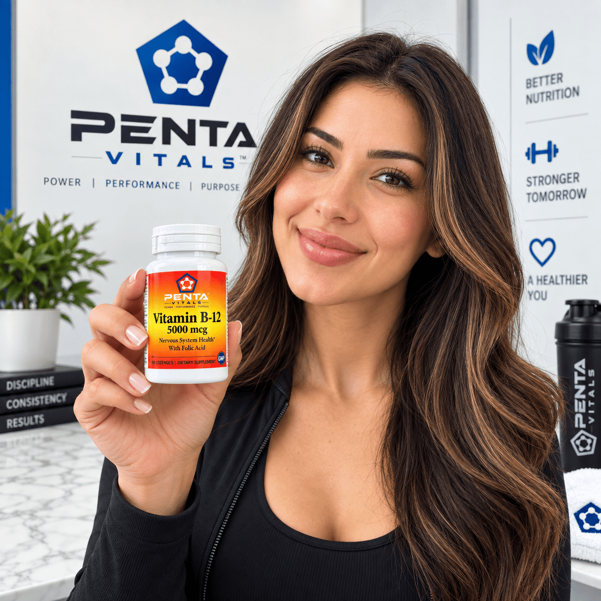 Penta Vitals Vitamin B-12 5000 mcg with Folic Acid – 60 Lozenges