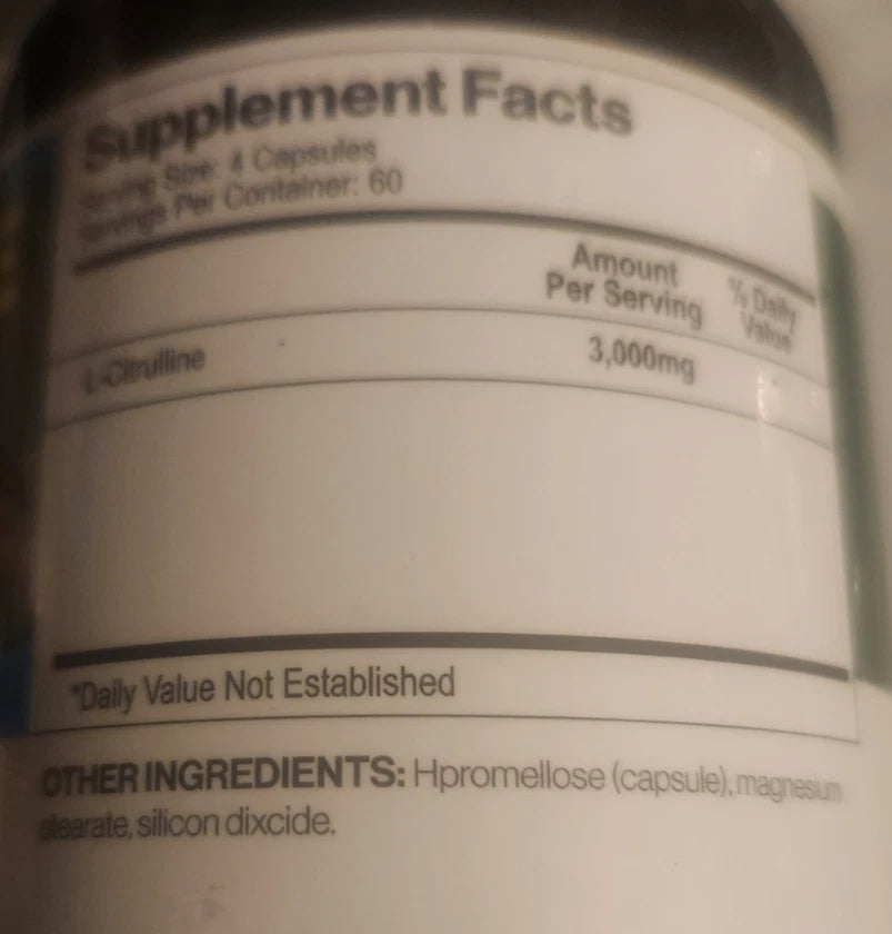 L-Citrulline 3,000mg – 240 Caps | Free Form Amino Acid | Nitric Oxide & Performance Support