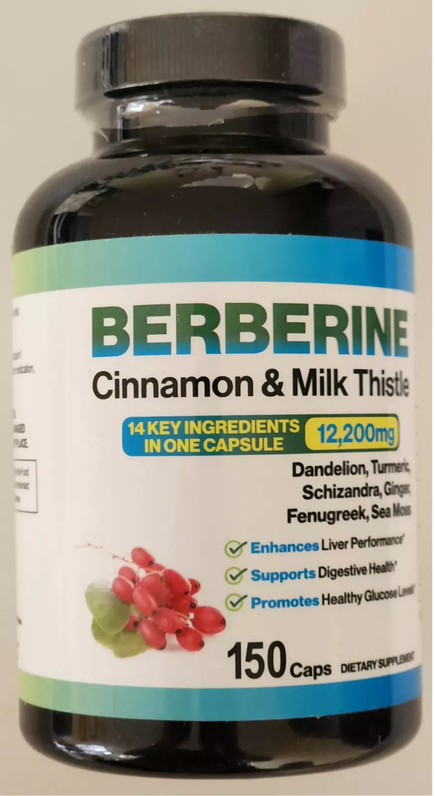 Berberine 12000mg with Ceylon Cinnamon 3000mg, Milk Thistle 150caps