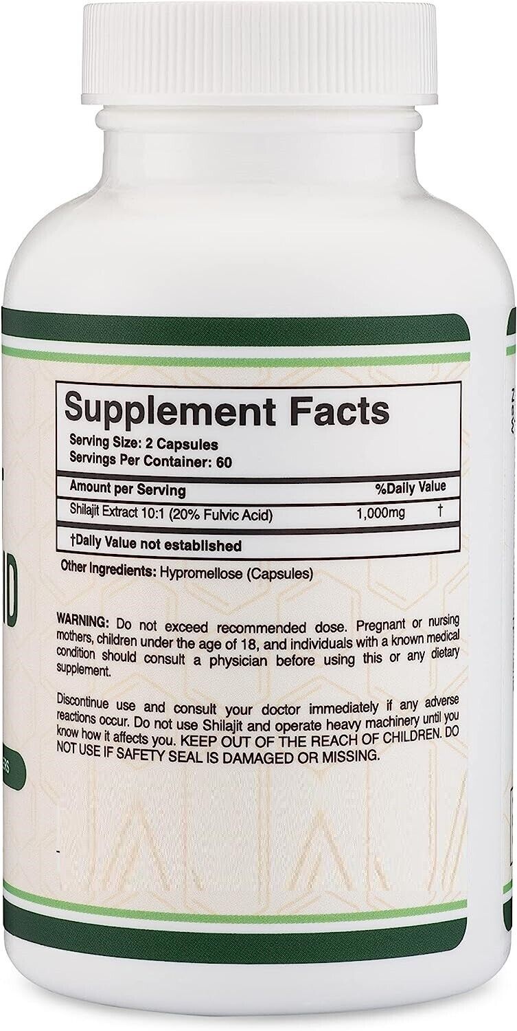 Himalayan Pure Shilajit 1000mg 120 Caps Naturally Occurring Fulvic Acid