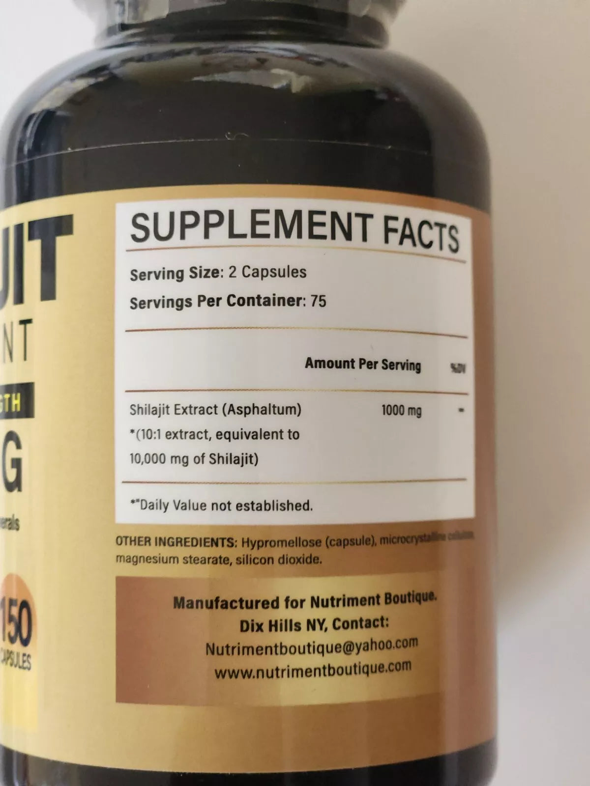 Pure Shilajit 10000mg 150Caps Asphaltum Naturally Occurring Fulvic Acid Non-GMO