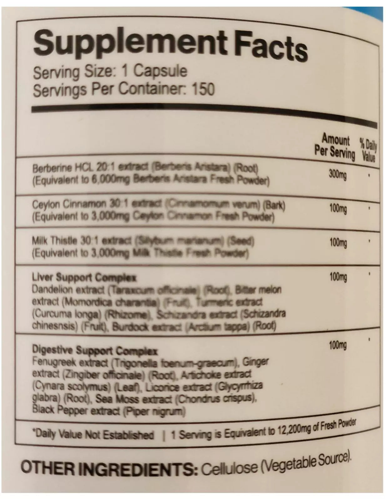 Berberine 12000mg with Ceylon Cinnamon 3000mg, Milk Thistle 150caps