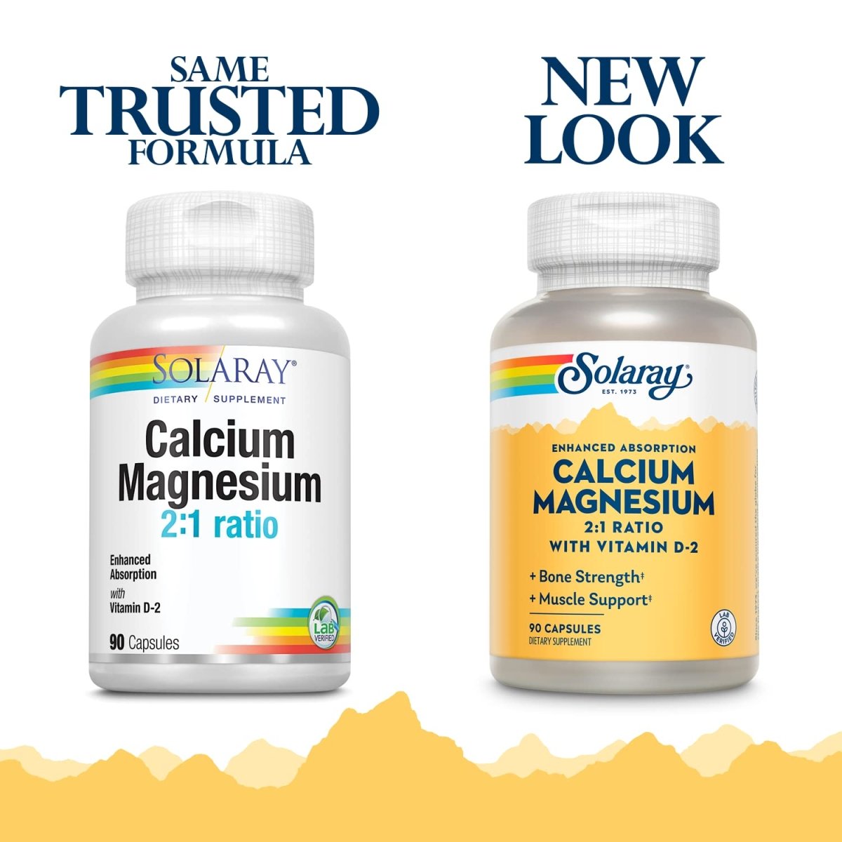 Solaray Calcium & Magnesium w/ D2 Amino Acid Chelate 2:1, Capsule (Btl-Plastic) 90ct