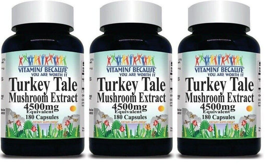 Turkey Tail/Tale Mushroom 4500mg Antioxidant Digestive Immune Support 3X180Caps