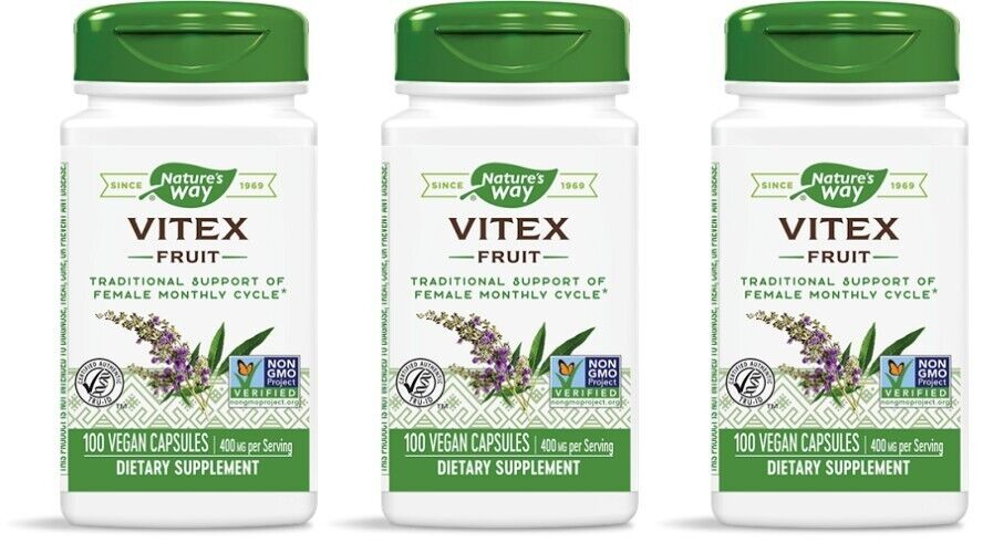 Nature's Way Vitex Fruit 400mg 3X 100 Caps Traditional Support of Female Cycle