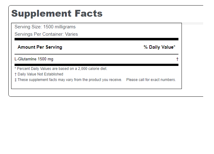 L-Glutamine 1000mg Bulk 100 servings 100 gram Bag 1500mg 66 servings