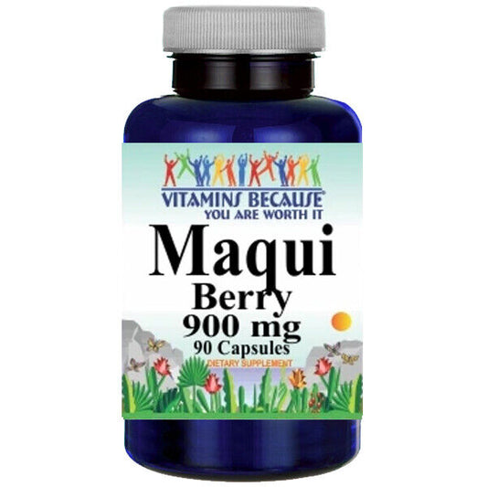 Maqui Berry 900mg 90 Caps Super Antioxidant (Aristotelia Chilensis) Vita Because