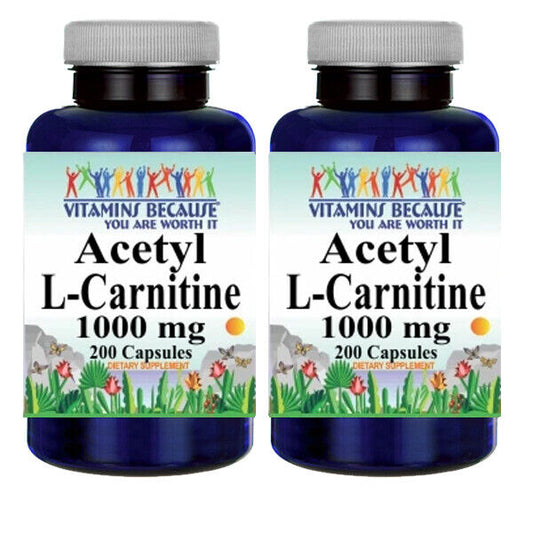 Acetyl L-Carnitine 1000mg 2X200 Caps by Vitamins Because Your Worth it