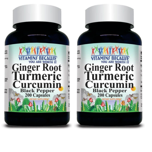 Turmeric Curcumin Ginger 1000mg Black Pepper Extract Complex 2X200 Capsules