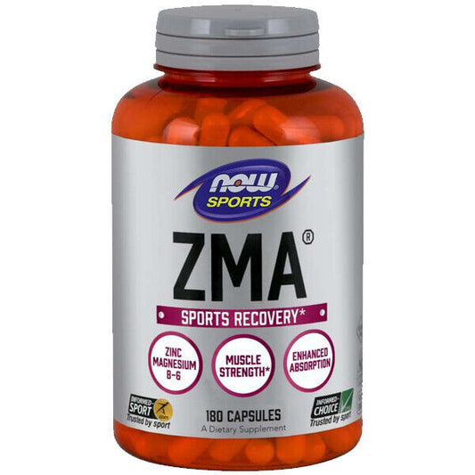 NOW Sports ZMA 800mg Zinc Magnesium Vitamin B6 180 caps Kosher