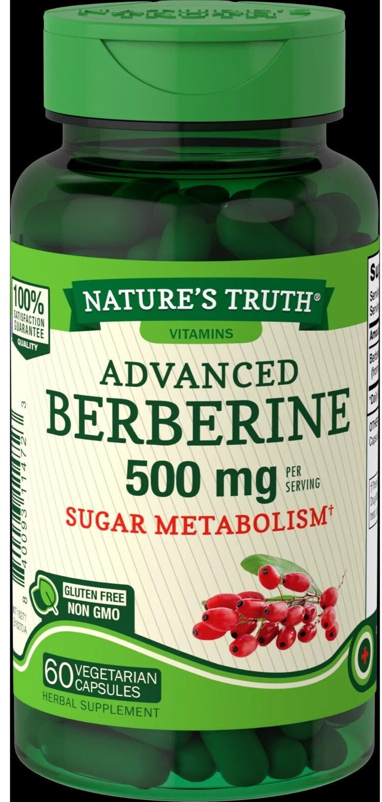 Berberine 500mg 60 caps Nature's Truth No Gluten/Vegeteriam