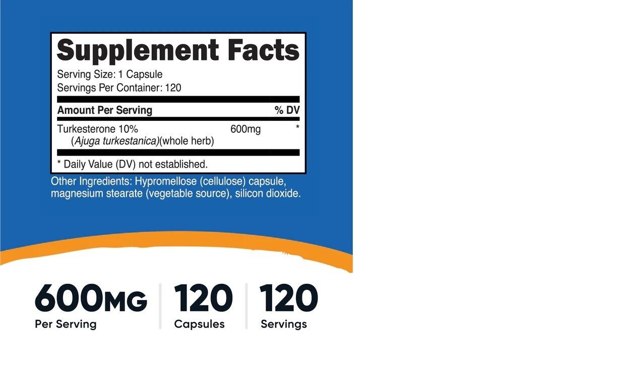 Turkesterone 600mg 10% Ajuda Turkestanica Maximum Strength 120 Caps