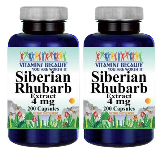 Siberian Rhubarb Extract 4mg (Rheum rhaponticum) 2X200 Caps Vitamins Because
