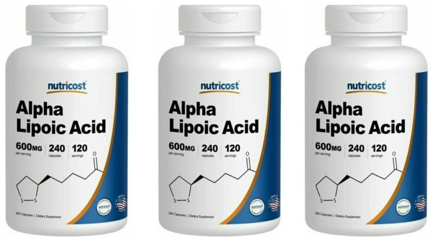 Alpha Lipoic Acid 600mg (ALA) Per Serving 3X240 Caps
