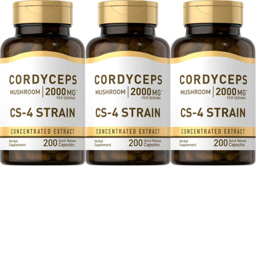 Cordyceps Sinensis Capsules 2000mg 3X200 Caps Mushroom CS-4 Strain Non GMO