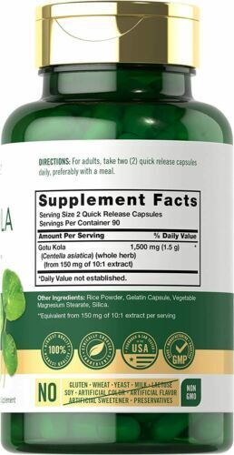 Gotu Kola 1500mg 180 Caps Non-GMO/Gluten Free/No Preservatives