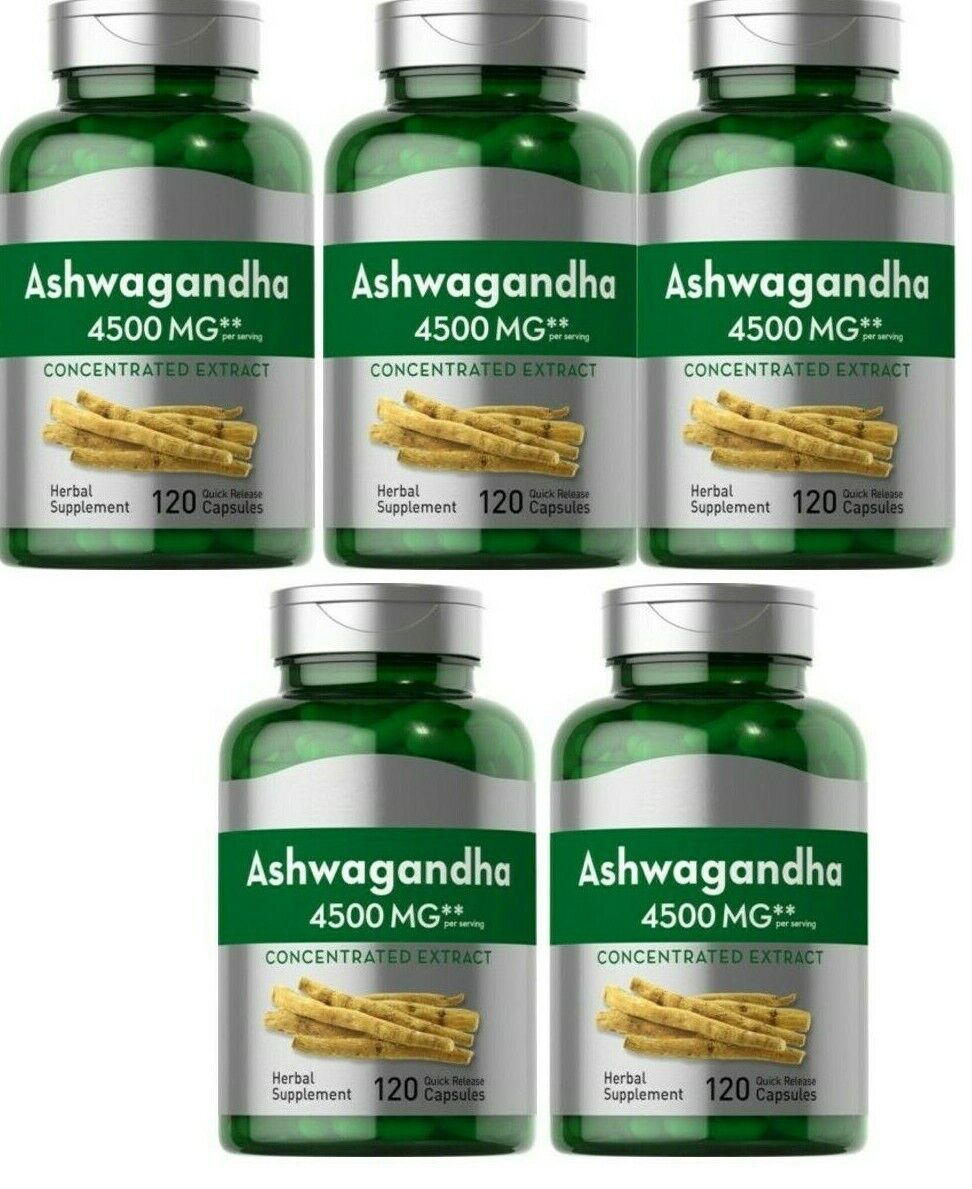 Ashwagandha 4500mg 5X120 Caps and Bioperine Ayurvedic Herb