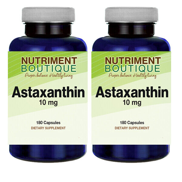 Astaxanthin 10mg 2X180 Capsules (from Haematococcus Pluvial) by Vitamins Because