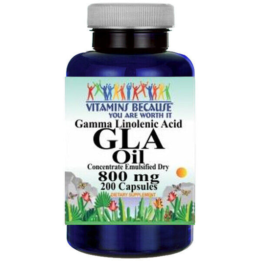 GLA (Gamma Linolenic Acid) 800mg 200 Caps by Vitamins Because