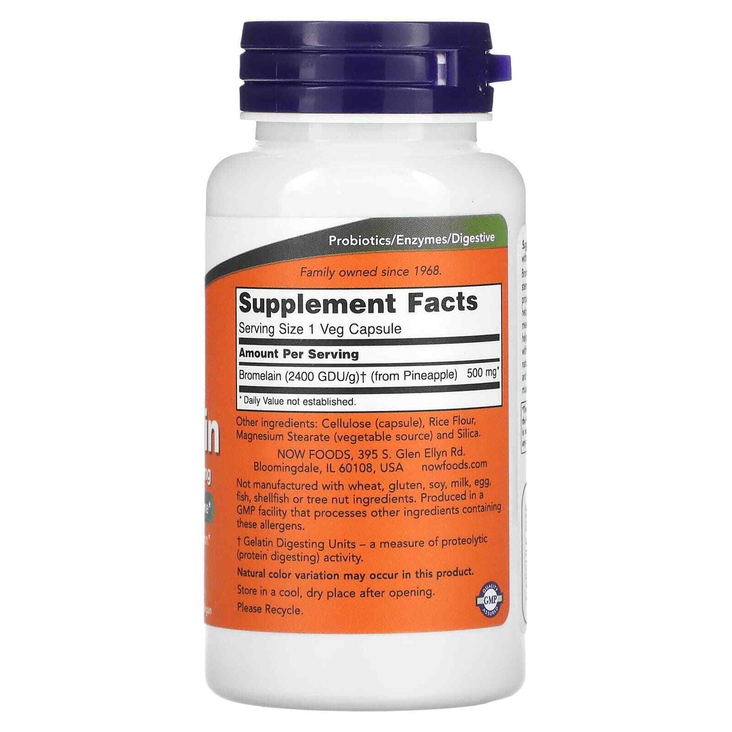 NOW Foods Bromelain 500mg, 2X60 or 1X120 Veg Capsules