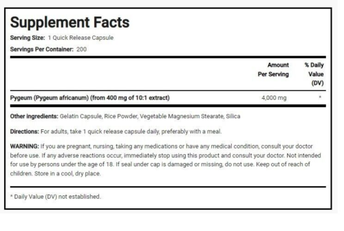 Pygeum 4000mg 5X200 Caps (Pygeum africanum) ***1000 caps Total***