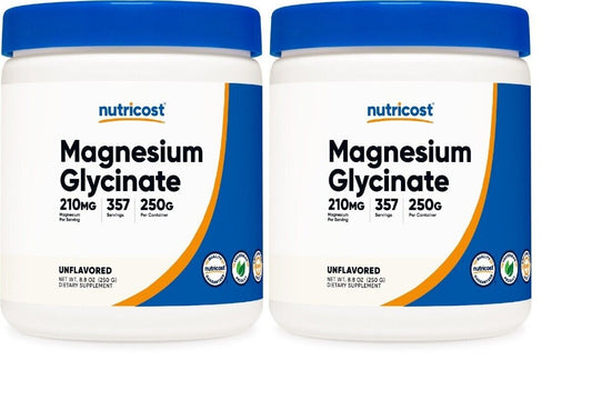 Magnesium Glycinate Powder 2X250Grams or 1X500gm Non GMO/Gluten Free Nutricost