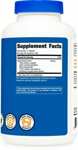 Grape Seed Extract 28,000mg, 240 Caps Non GMO/Vegeterian/Gluten Free Polyphenols