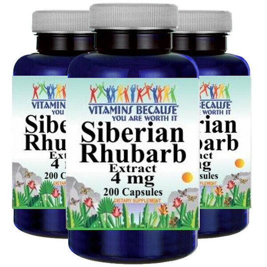 Siberian Rhubarb Extract 4mg (Rheum rhaponticum) 3X200 Caps Vitamins Because