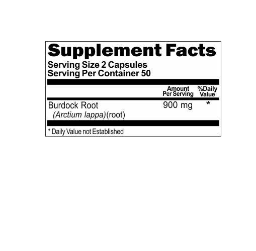 Burdock Root 900mg 100 Caps Arctium Lappa