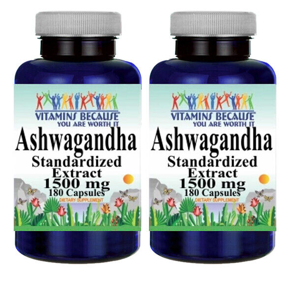Ashwagandha Standardized Extract 1500mg 2X180 Caps Withania Somnifera