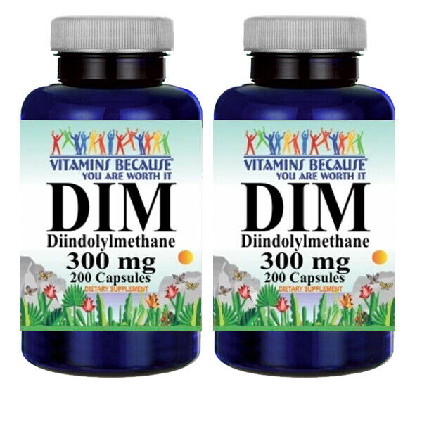 DIM (Diindolylmethane) 300mg 2X200 Caps USA Made FDA Facility