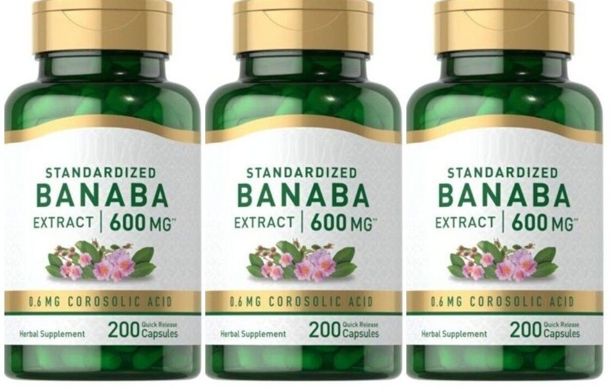 Banaba 600mg Leaf Extract 3X200 Caps Stand Corosolic Acid 0.6mg Lagerstroemia