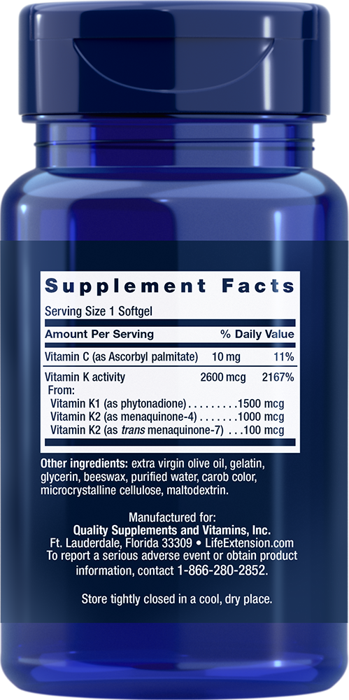 Super K with Advanced K2 Complex (MK-7) 2X90 gels Life Extension