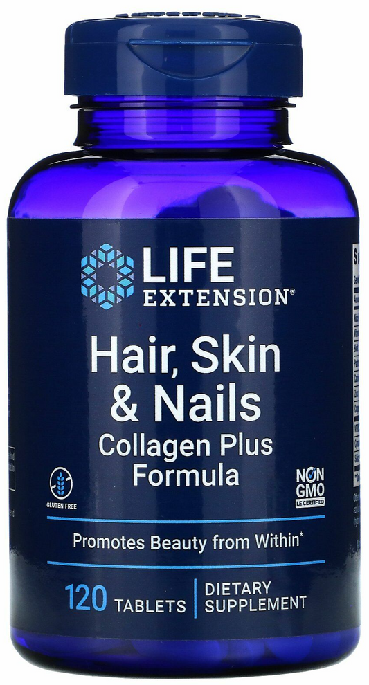 Hair, Skin & Nails Collagen Plus Formula 120 Tabs Life Extension Revisol/Keratin