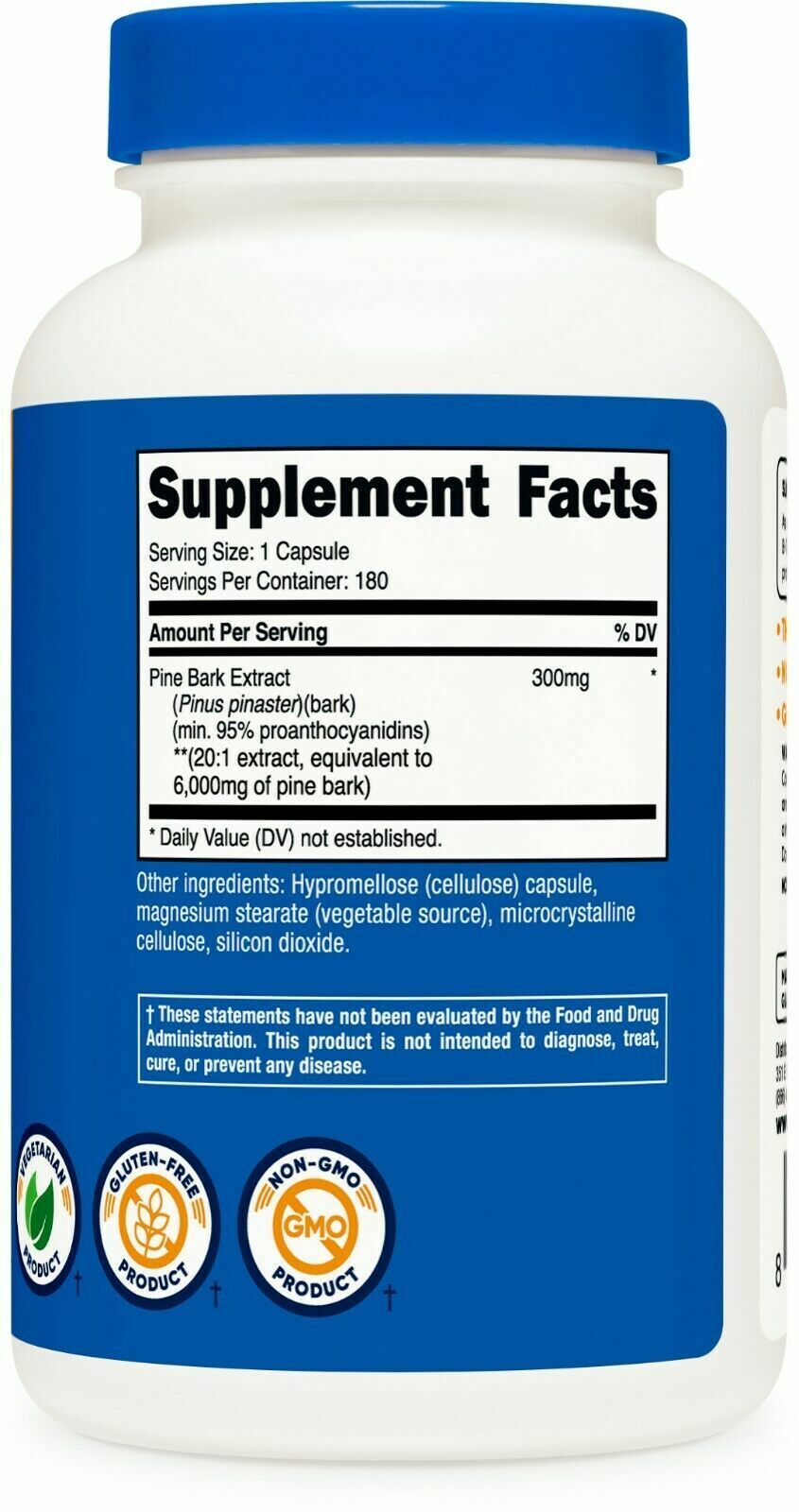 Pine Bark 6000mg 5X180Caps Extract Non-GMO/Gluten Nutricost 95% Proanthocyanidin