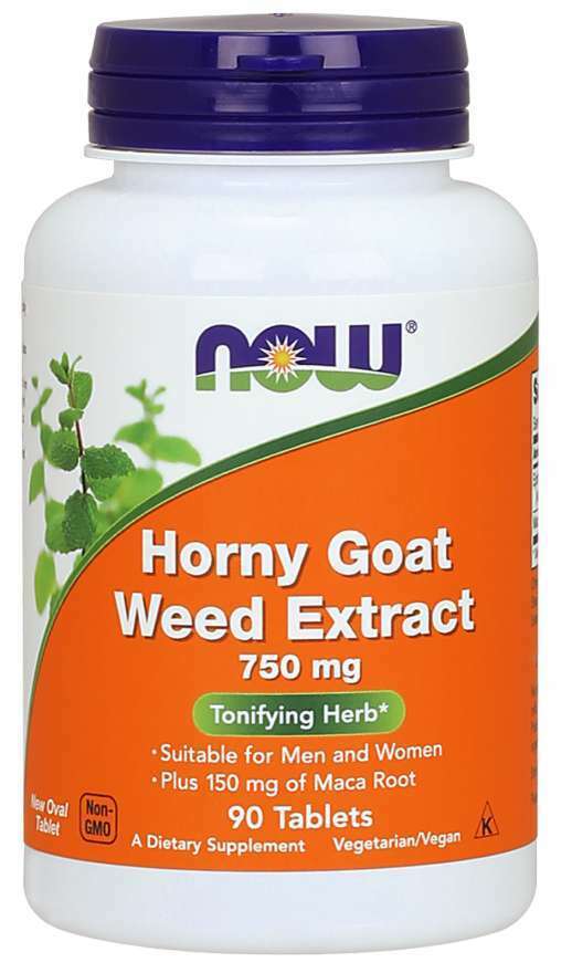 Now Foods Horny Goat Weed Extract 750mg 90Tbs with Maca Root Kosher yin yang huo