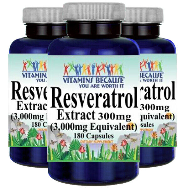 Resveratrol Extract 3000mg 3X180Caps Maximum Strength USA Made Antioxidant