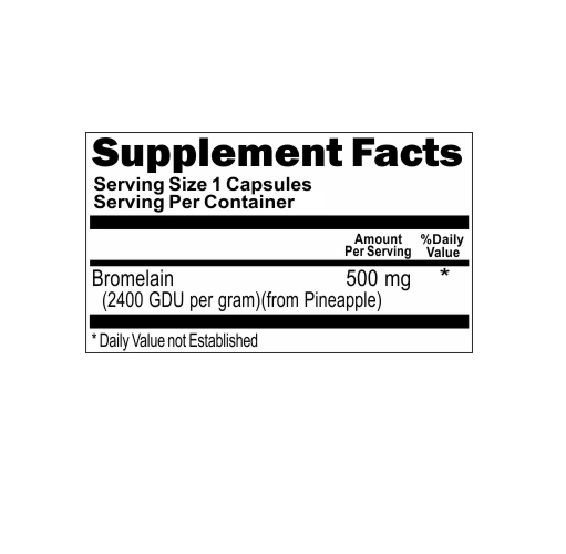 Bromelain 500mg 2400GDU per gram from Pineapple 2X180 Caps
