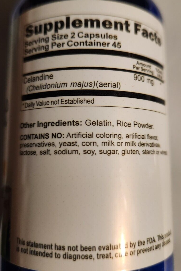 Celandine 900mg 90 Caps Chelidonium majus