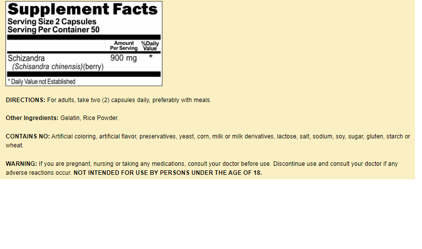Schizandra 900mg 2X100 Caps (Schisandra chinesis) (berry)