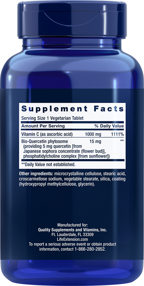 Life Extension Vitamin C 1,000mg with Bio-Quercetin Phytosome – 250 Tabs | Equivalent to Quercetin 750mg | Immune & Antioxidant Support
