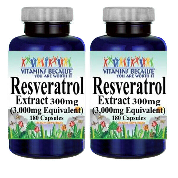 Resveratrol Extract 3000mg 2X180Caps Maximum Strength USA Made Antioxidant