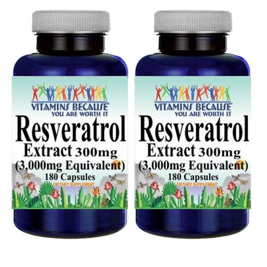 Resveratrol Extract 3000mg 2X180Caps Maximum Strength  USA Made Antioxidant