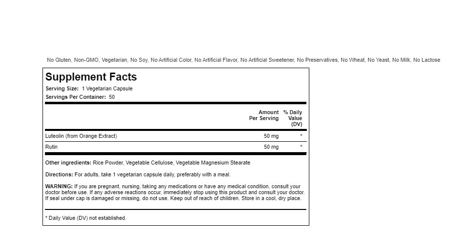 Luteolin Complex 100 mg 50 Caps with Rutin