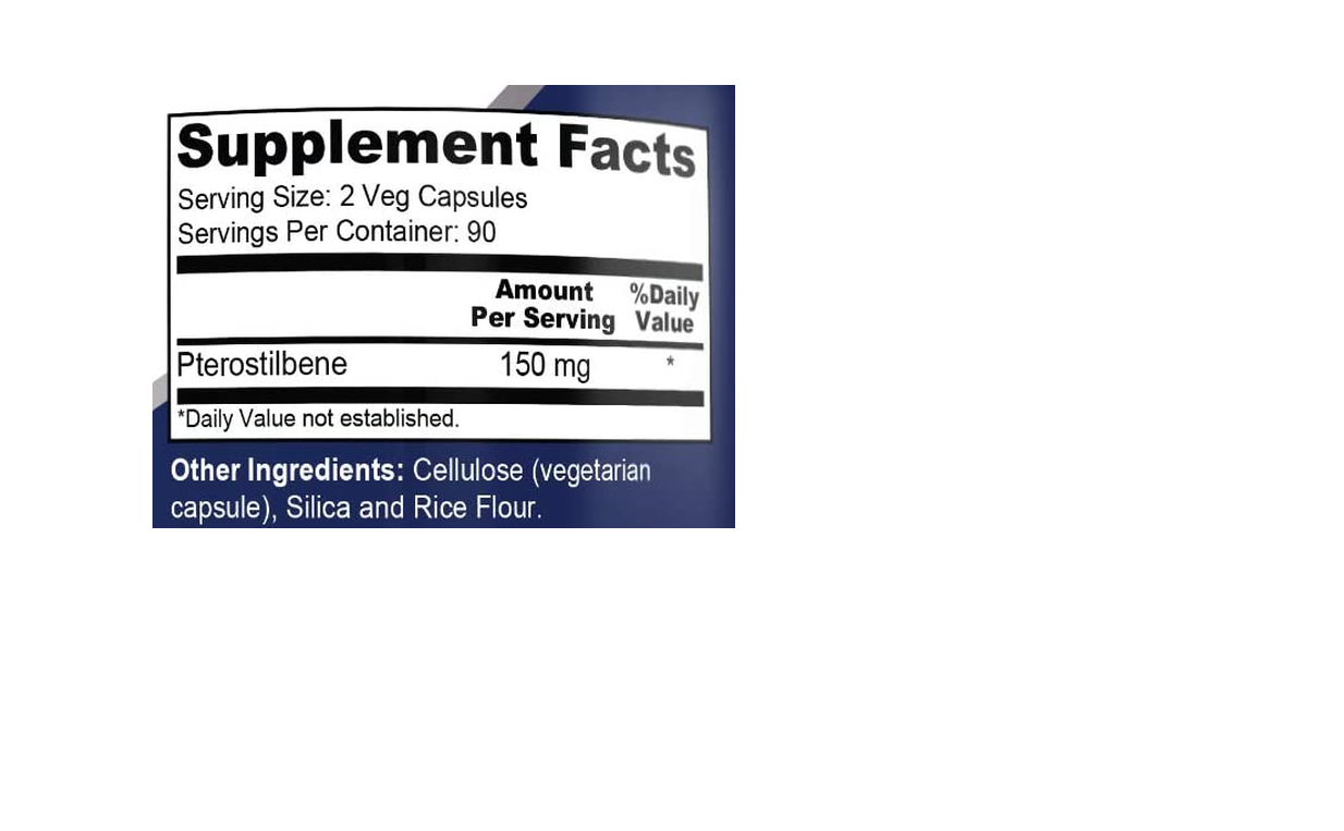 trans-Pterostilbene 150mg Pterostilbene 180 Caps