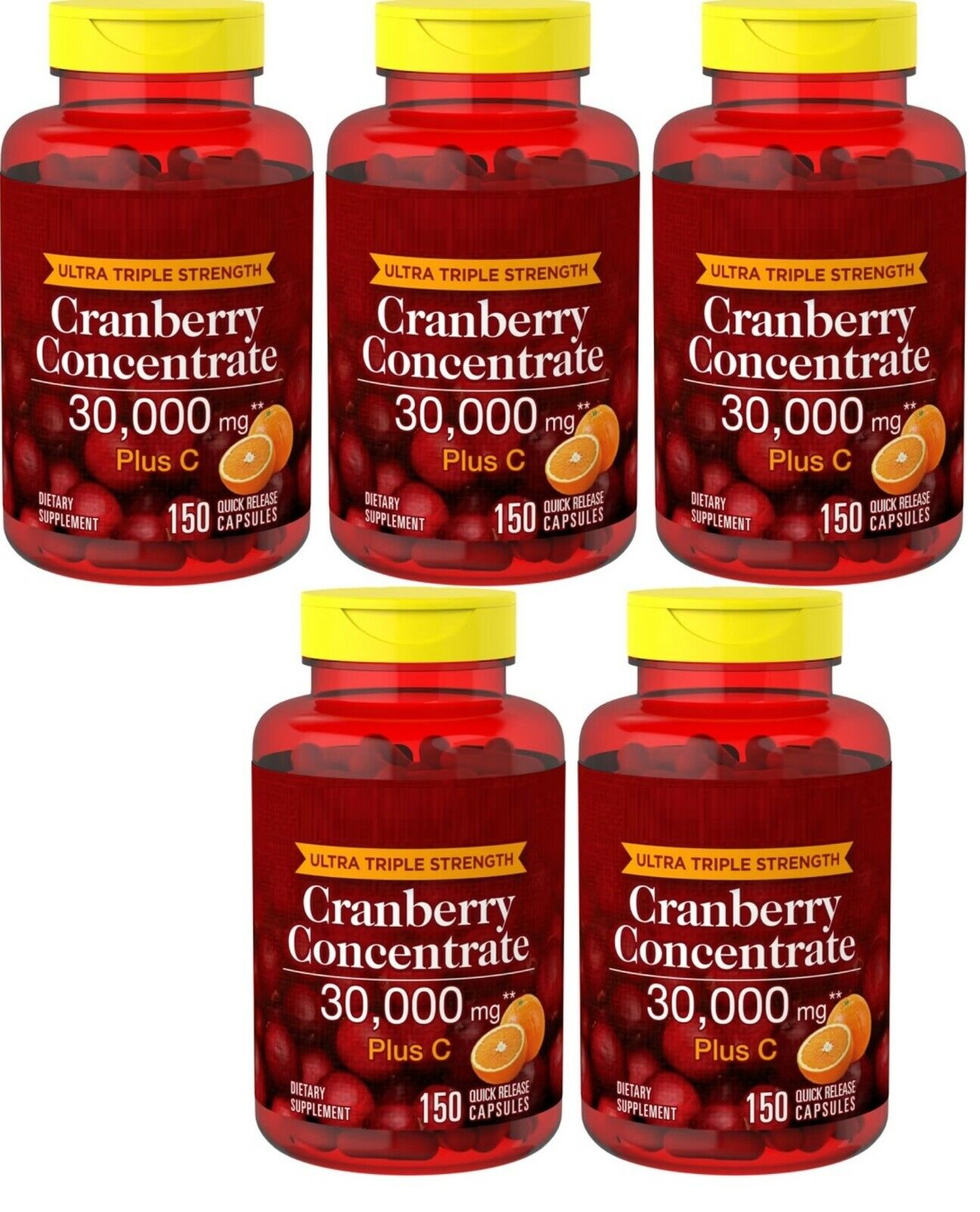 Ultra Triple Strength Cranberry 30,000mg Plus Vitamin C 5X150 Caps