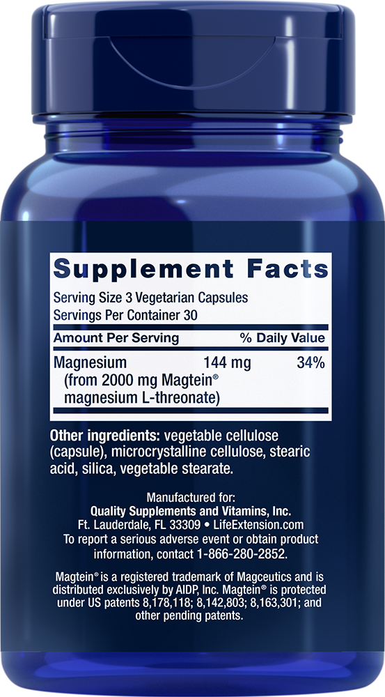 Neuro-Mag Magnesium L-Threonate from 2000 mg Magtein - Life Extension 90caps
