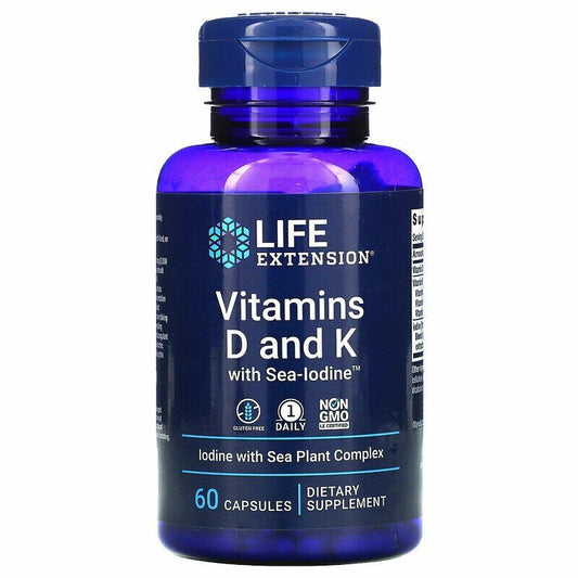 Vitamins D and K with Sea-Iodine Life Extension 60 Caps MK-7/K1/K2