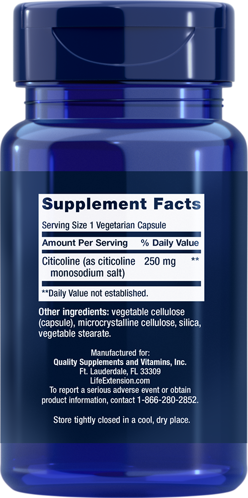 Life Extension Cognizin® Citicoline 250mg – 60 Caps | Non-GMO CDP Choline